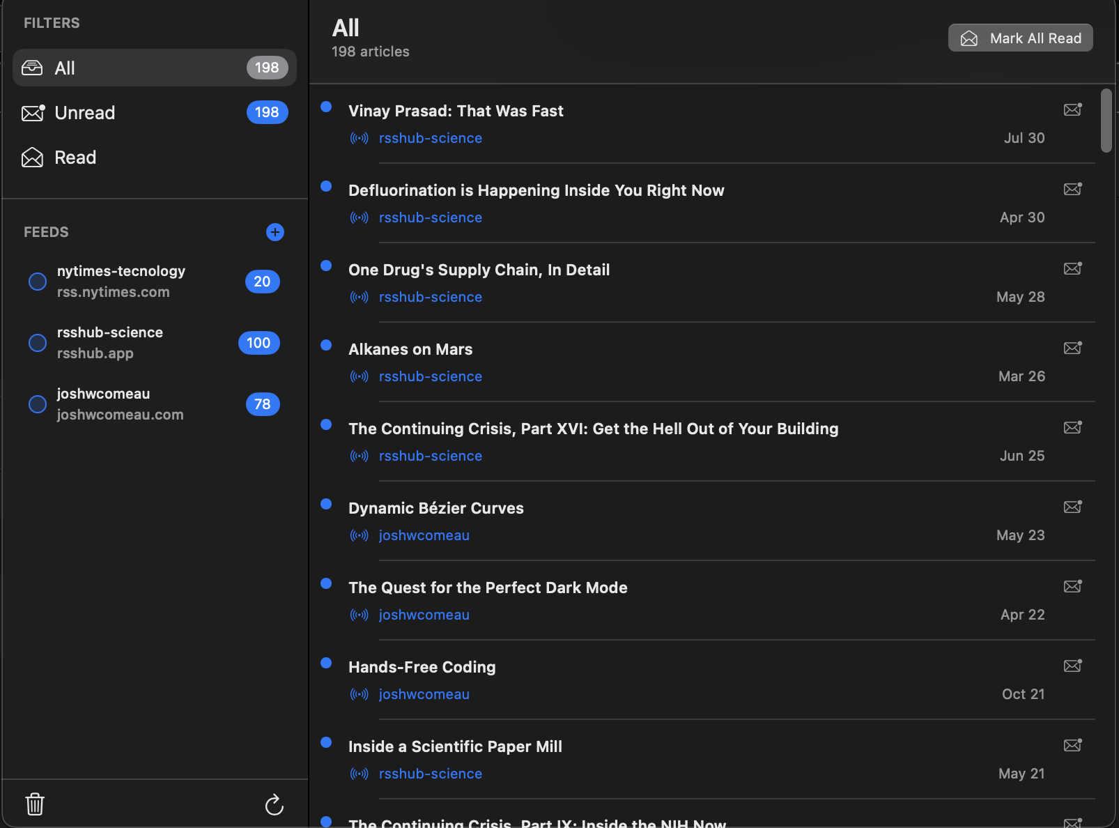 RSS Reader Screenshot